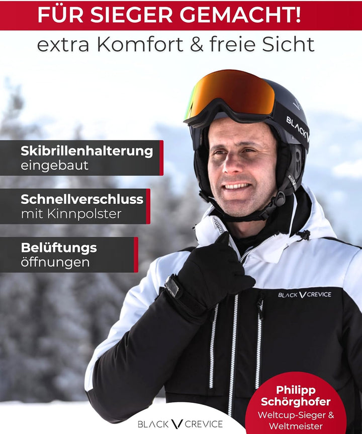 Black Crevice Kinder-Skihelm Stubai I Kinder Ski-Helm in sportlichem Design I stossfester Skihelm Mä