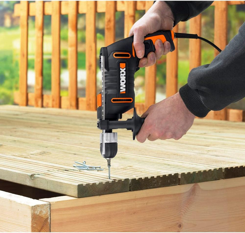 WORX WX317.2 Schlagbohrmaschine – Profi Schlagbohrer mit 600W für Bohrarbeiten in Holz, Beton & Stah