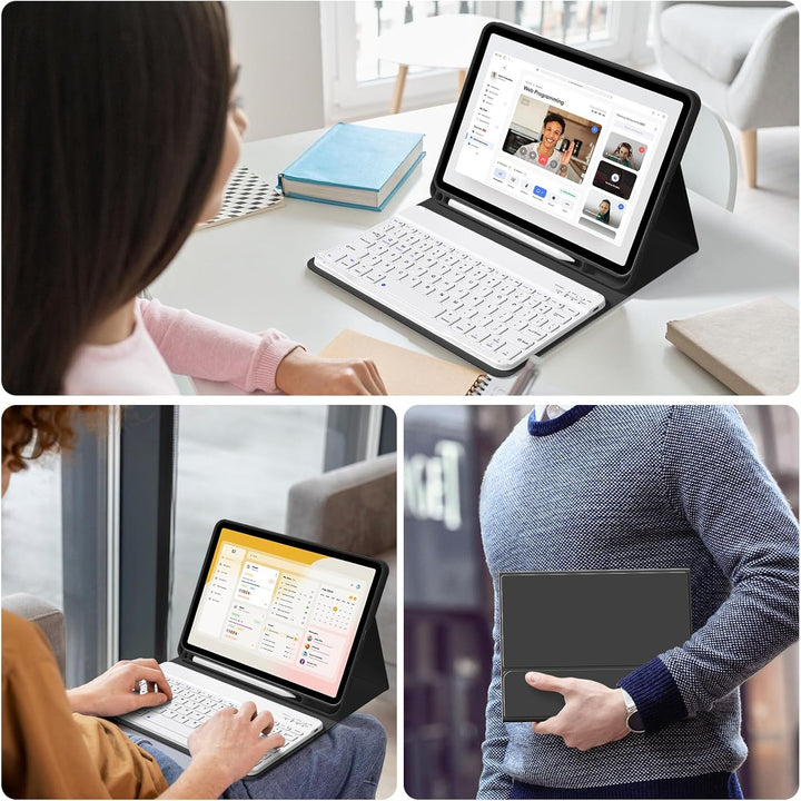 Tastatur Hülle für iPad 10. Generation 10,9" 2022 & iPad 11th Gen A16 2025 mit Stifthalter, TPU Rück