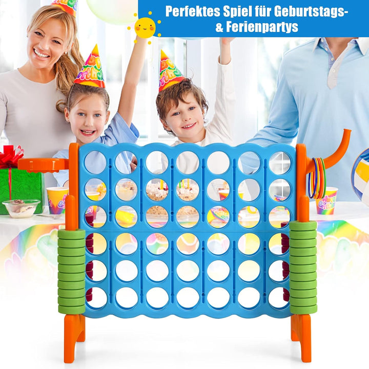 GOPLUS Riesiges 4 Gewinnt Spiel, Strategiespiel mit 42 Ringen, Basketballkorb & Wurfspiel & Schnells