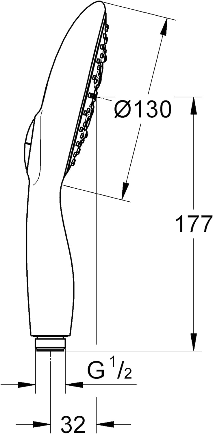 GROHE Vitalio Rain 130 - Handbrause (wassersparend, 4 Strahlarten, Universal Befestigungssystem, One