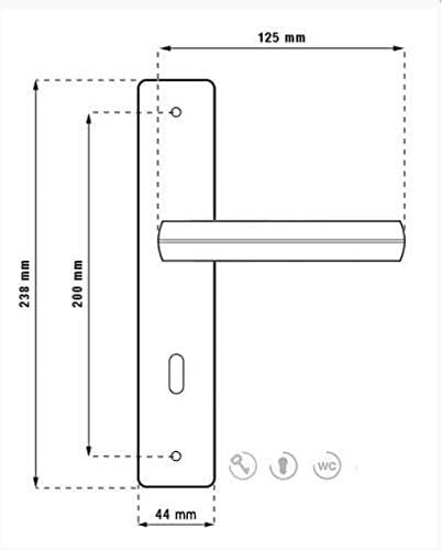 naka24 BB PZ WC VIVA Langschild Drückergarnitur Türbeschlag Türgriff Klinke Satin Nickel (WC - Locha