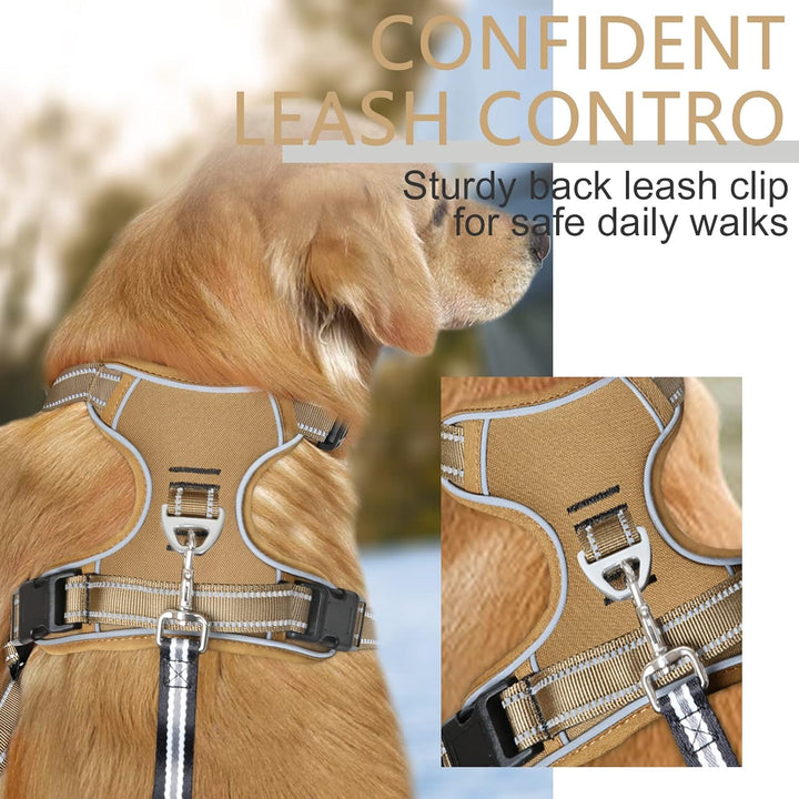 HEELE Hundegeschirr, Hundegeschirr für Grosse Hunde, Freigabe am Hals, Vorderseite Rückseite Clips H