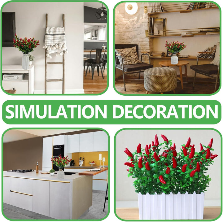 DHER 4pcs Künstlicher Paprikazweig, Simulation Obst Dekoration, für Haus, Tischdekoration, Hochzeit,