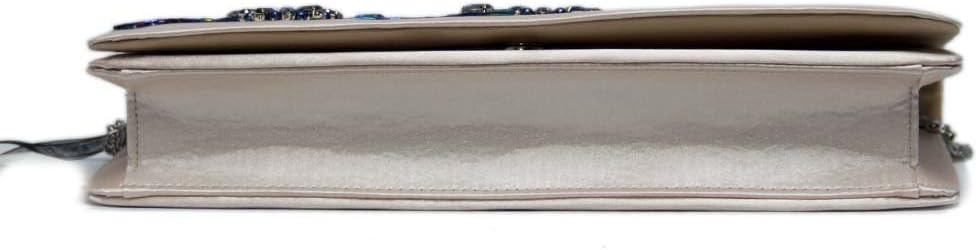 Clutch mit Kette und Patte mit floralem Strass-Muster Bestickt