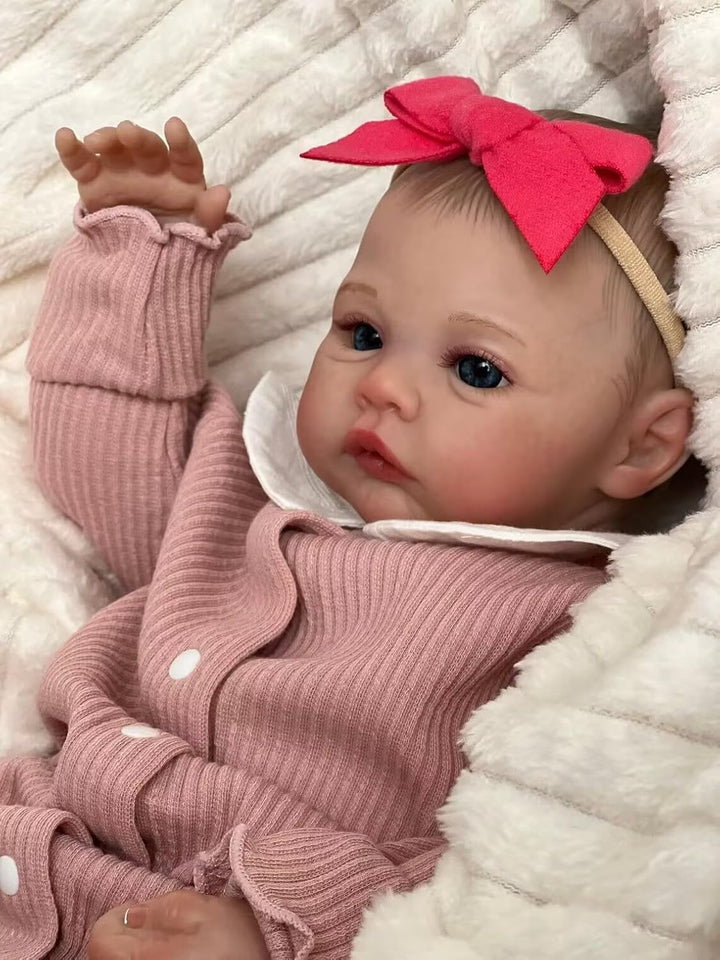 ZIYIUI Realistische Reborn Babys Puppe echte Babypuppe Silikon Mädchen Handgemachte Augen öffnen Bab