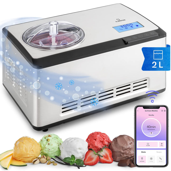 Klarstein Eismaschine, Softeismaschine für Joghurt, Softeis & Frozen Yogurt, Ice Cream Maker mit WiF