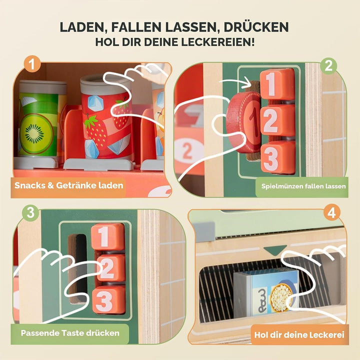 TOP BRIGHT Verkaufsautomat für Kinder ab 3 Jahren, Spielküche Zubehör Küchenset mit Snacks, Getränke