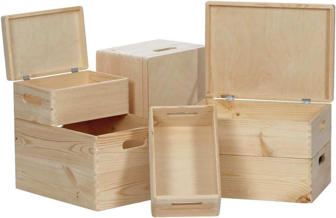 Bütic Allzweckkiste Holzbox Holzkiste stapelbar mit u. ohne Deckel Grössenauswahl Kiste offen 40x30x