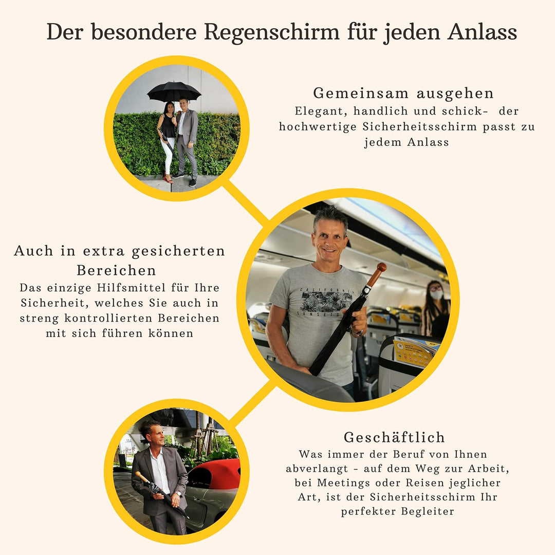 Sicherheitsschirmit Videokurs | Verteidigungs Abwehr Schirm | Selbstverteidigung | 3 Grössen Echthol