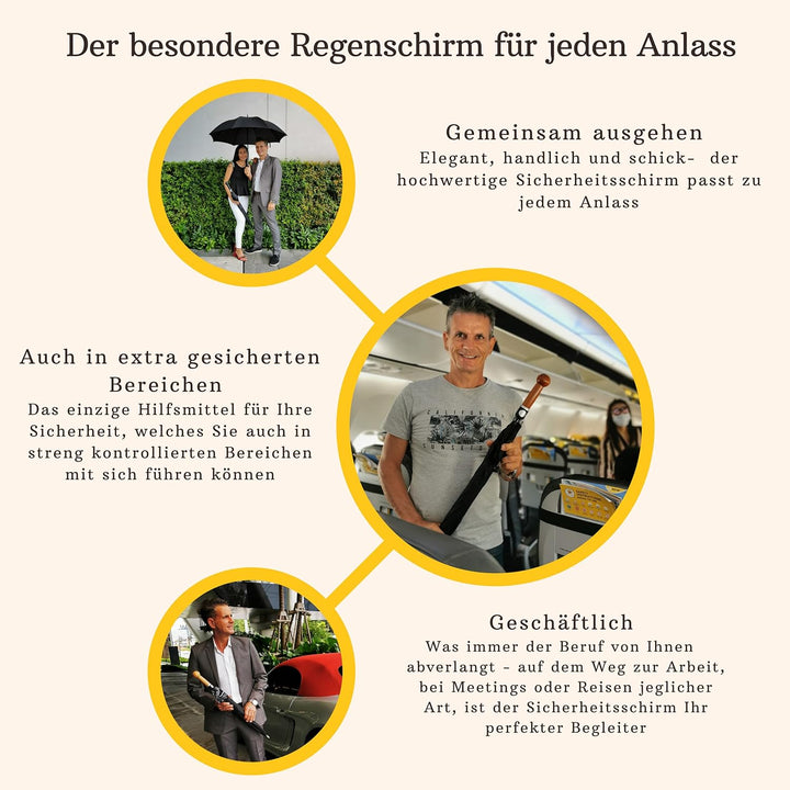 Sicherheitsschirmit Videokurs | Verteidigungs Abwehr Schirm | Selbstverteidigung | 3 Grössen Echthol
