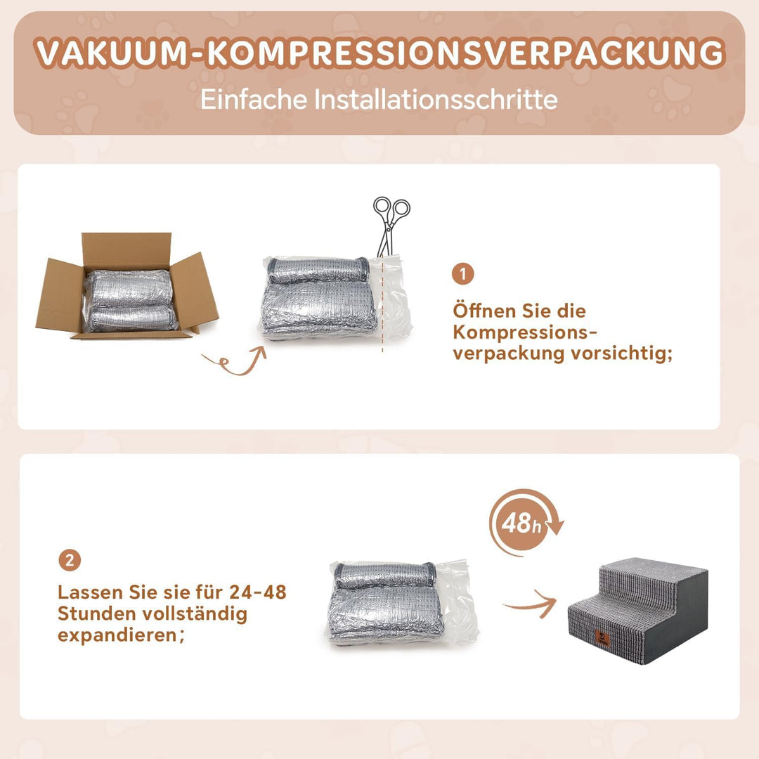 Sytopia Hundetreppe für Kleine Hunde 2 Stufen, Hundetreppe für Bett und Sofa 40cm Hoch, Haustiertrep