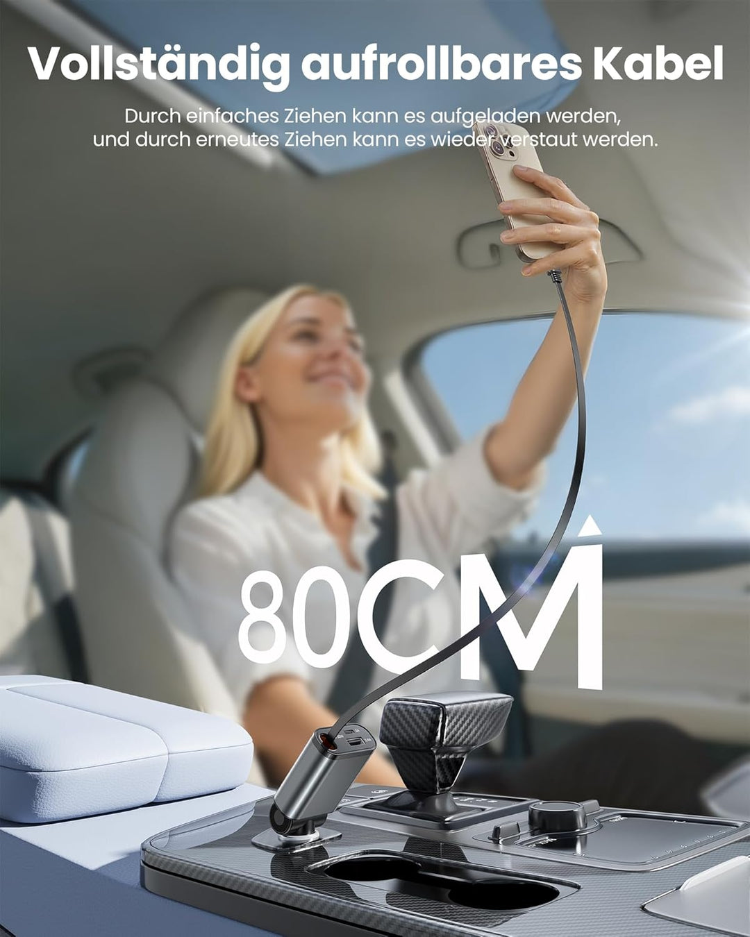 Zigarettenanzünder USB C, Super Kompakt Auto Ladegerät 57W Ladekabel Auto, 3 in 1 USB Kfz Ladegerät