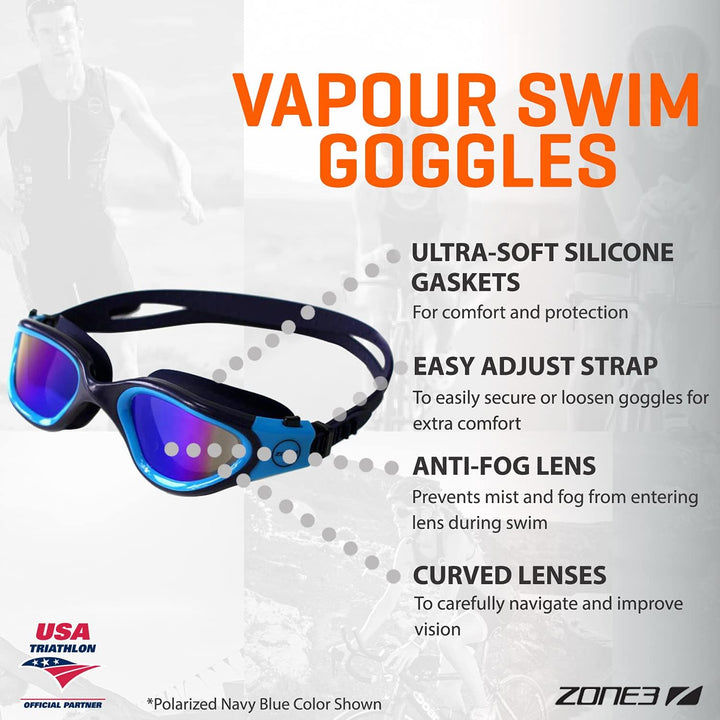 ZONE3 Unisex Dampf Schwimmbrille (1er Pack) Einheitsgrösse Polarisiert – Schwarz/Gold, Einheitsgröss