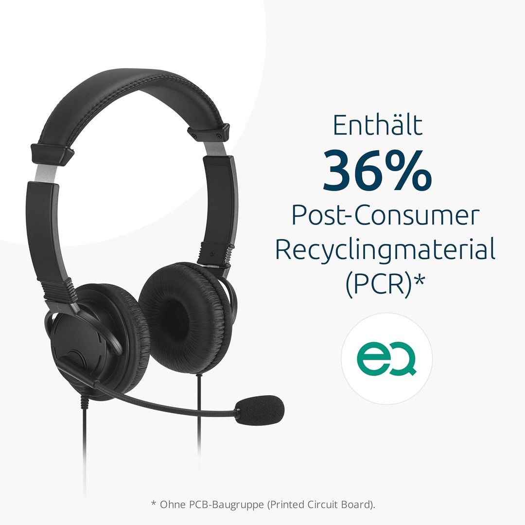 Kensington Klassisches EQ USB-C Headset mit Mikrofon und Lautstärkeregler, 1,8 m geflochtenes Nylonk