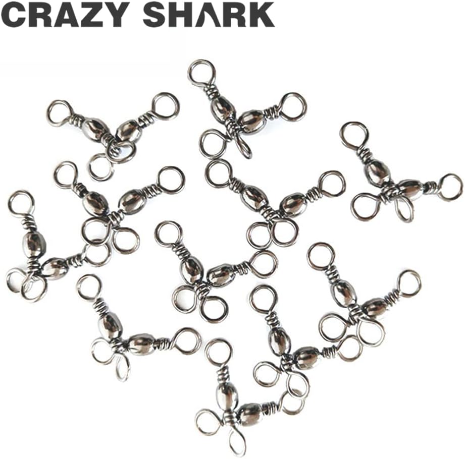 CRAZY SHARK 50 Stück Angelwirbel Wirbelsortiment Angeln Edelstahl Barrel Wirbel Angel-Zubehör Set Sc