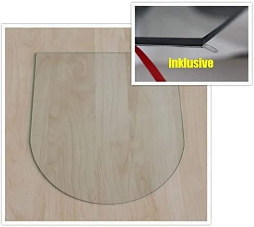 Rundbogen 120x140cm - XXL Funkenschutzplatte Klarglas Kaminbodenplatte Glasplatte Kaminofenunterlage