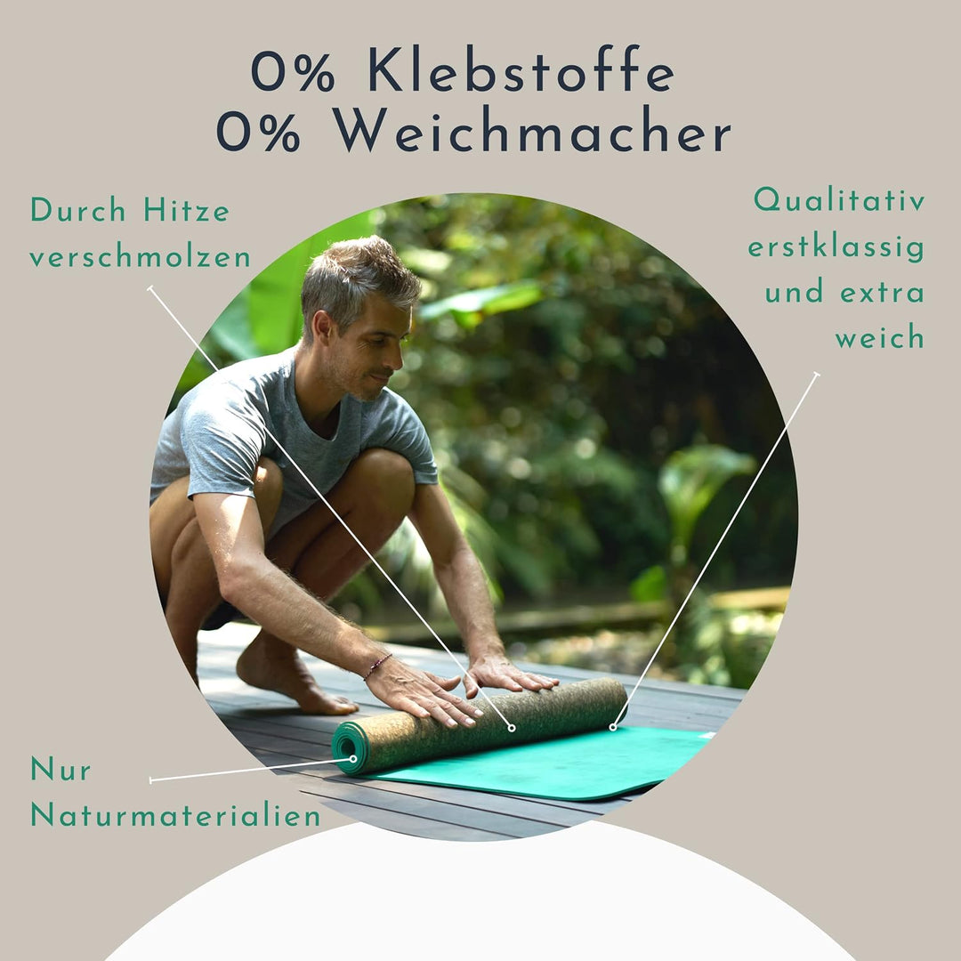 PUNIMA Yogamatte XXL, 100% Naturkautschuk und Premium Kork aus Portugal, Extra BREIT und LANG, OHNE