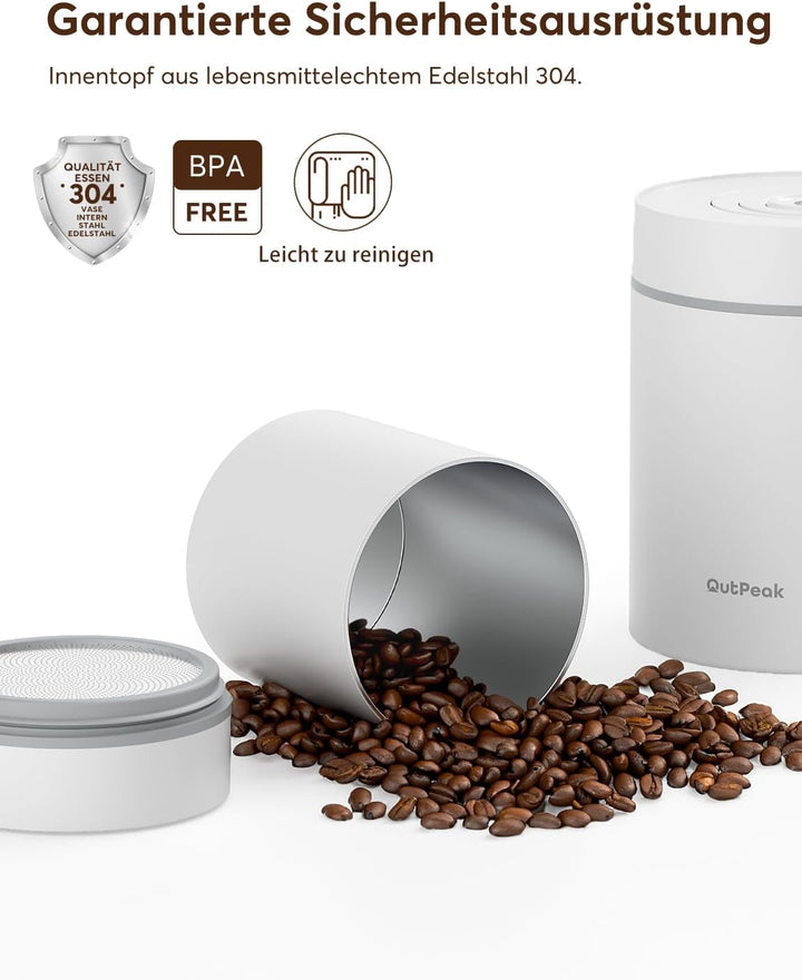 OUTPEAK Neo 2025 Kilo Auto-Vakuum-Kaffeedose, 1,5 l Fassungsvermögen für 500 ml Kaffeebohnen, Ein-Kn