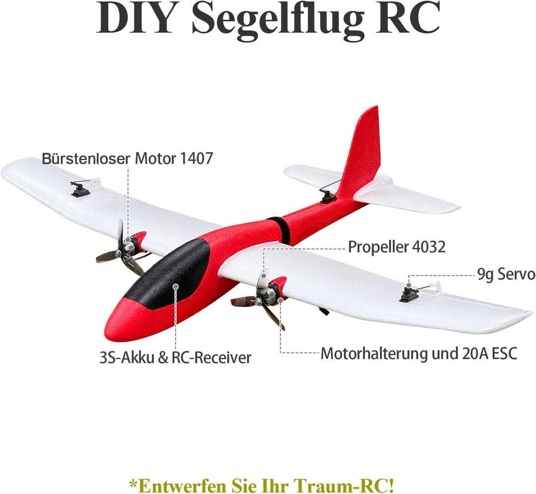 Hawk’S Work Schaumstoff-Flugzeug Spielzeug, 860mm grosses Segelflugzeug für Kinder und RC-Bastler (2