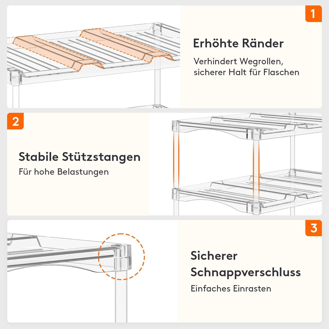 Lifewit Stapelbarer Flaschenorganizer aus Kunststoff für Zuhause, Tumbler- und Becherhalter, Transpa
