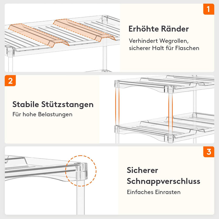 Lifewit Stapelbarer Flaschenorganizer aus Kunststoff für Zuhause, Tumbler- und Becherhalter, Transpa