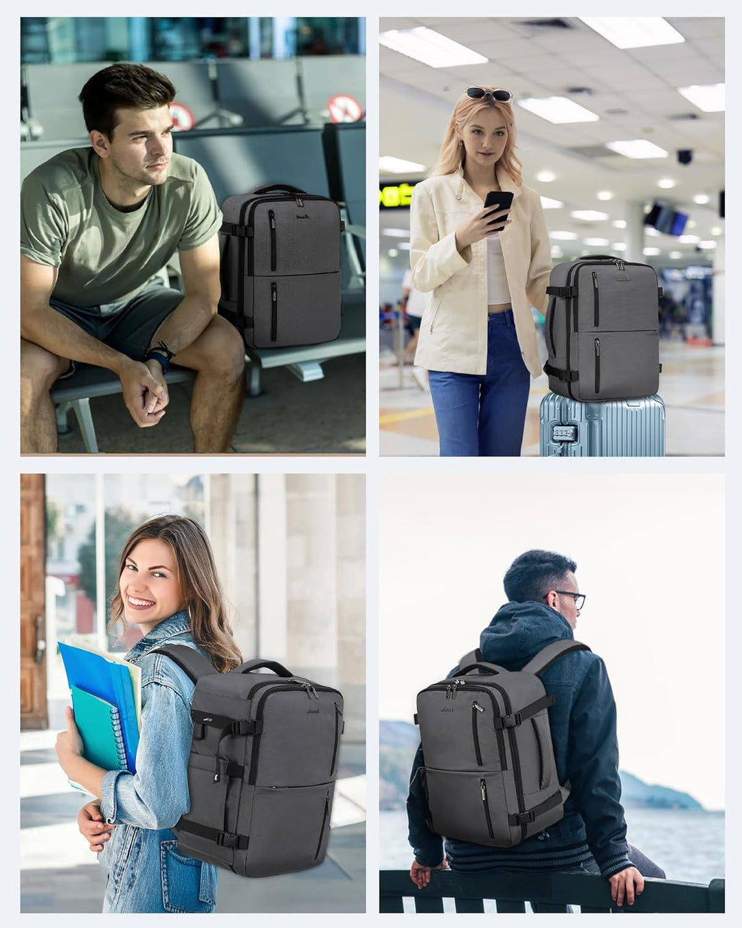 LOVEVOOK Ryanair Handgepäck Rucksack 40x20x25, Reiserucksack Flugzeug Damen Herren, Carry On Luggage