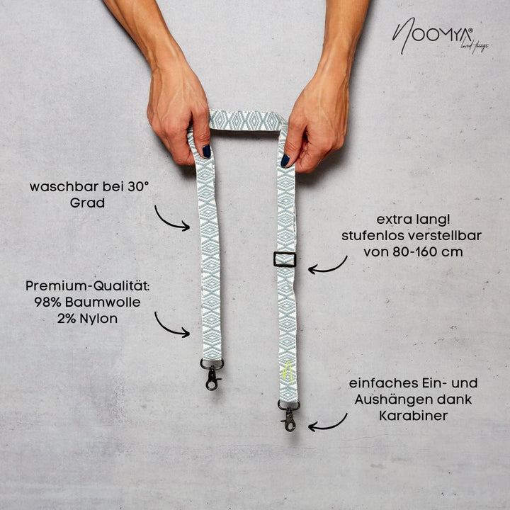 NOOMYA® Premium Fashion Handykette | Set Handyhülle iPhone 14 Plus & Handyband Sea Salt | Handygurt