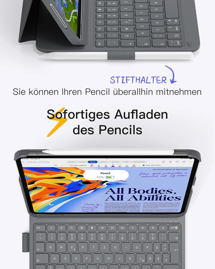 Inateck iPad 10 Generation Hülle mit Tastatur,Ultraleichte Tastatur Hülle für iPad Air 6 11 Zoll 202