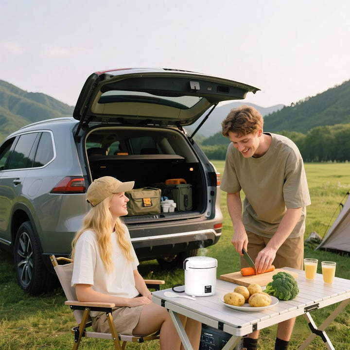 Reiskocher klein & Bento-Box für 1-2 Personen,（0.3 liter, 1,5 Tassen), Mini Rice Cooker mit abnehmba