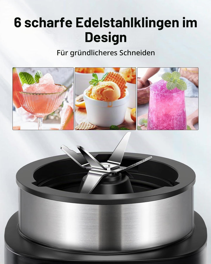 SHARDOR Standmixer, 1500 W, Smoothie Maker Mit 4 Programme + Pulsfunktion, Eisknackmesser 6-Klingen