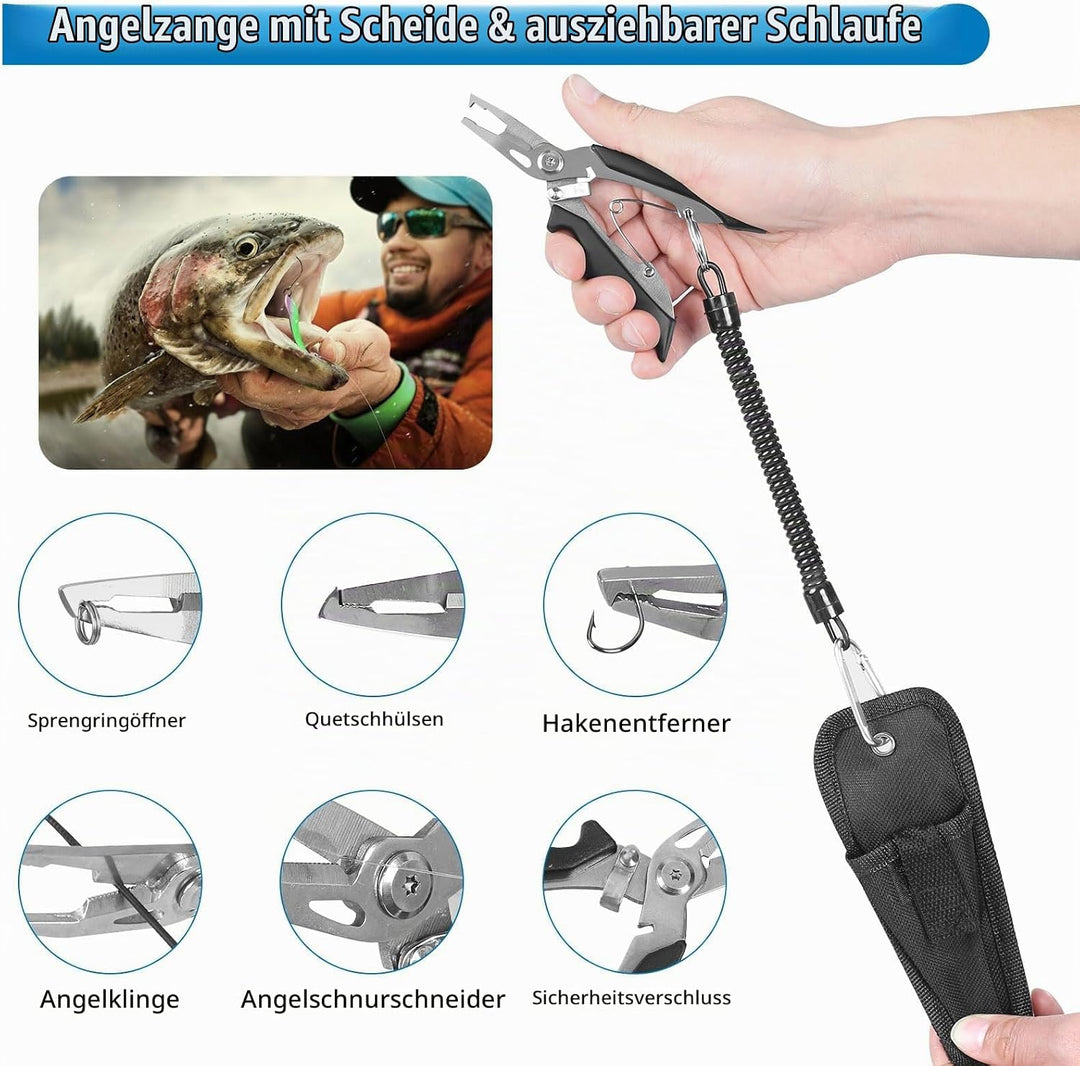 FUNANASUN 3-Regal Angelkoffer mit Zubehör, 213 Stück Angelzubehör Köder Set, Angelset mit Köder, Ble