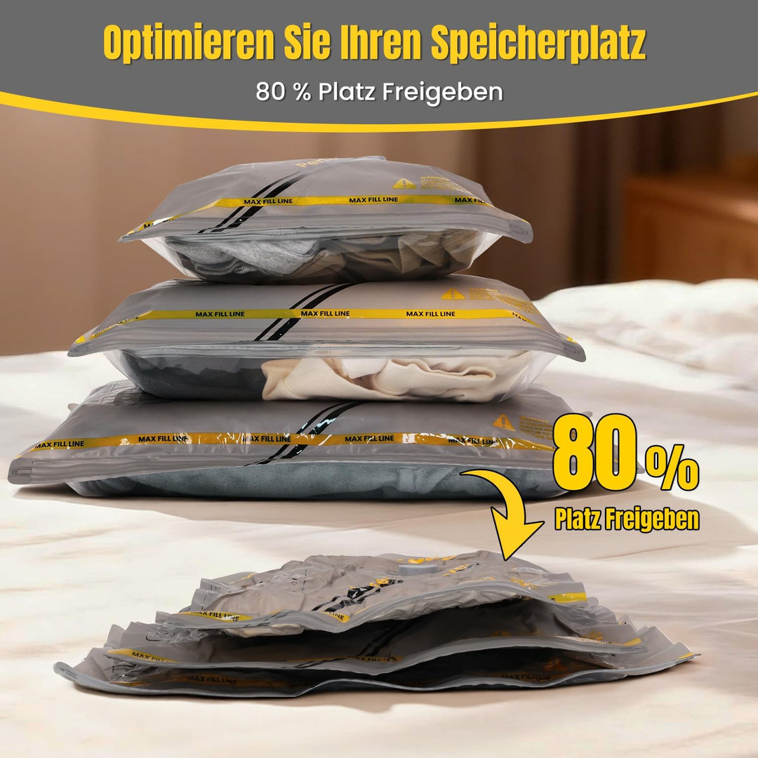 Vakuumbeutel für Kleidung mit Kabellose Vakuumpumpe – 9 Set wiederverwendbare Vakuumbeutel (40×40/40