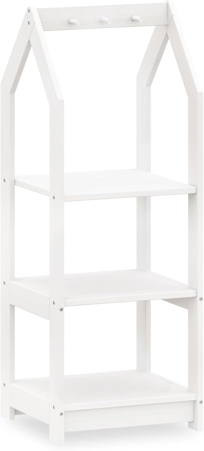 IDIMEX Kinder Regal Sally Hausform, weiss - Montessori Kinderregal mit 3 Ablageböden, praktische Hak