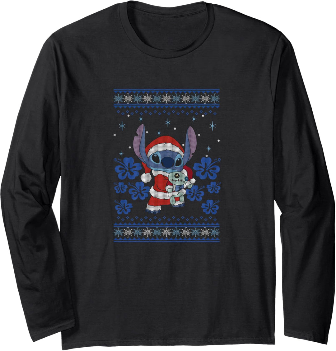 Disney Lilo & Stitch Christmas Santa Suit Ugly Sweater Langarmshirt