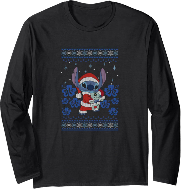 Disney Lilo & Stitch Christmas Santa Suit Ugly Sweater Langarmshirt