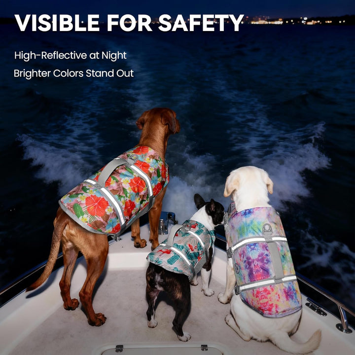 VIVAGLORY Ripstop Hunde Rettungsweste für Kleine Mittel Grosse Hunde Bootfahren, Hund Schwimmweste m