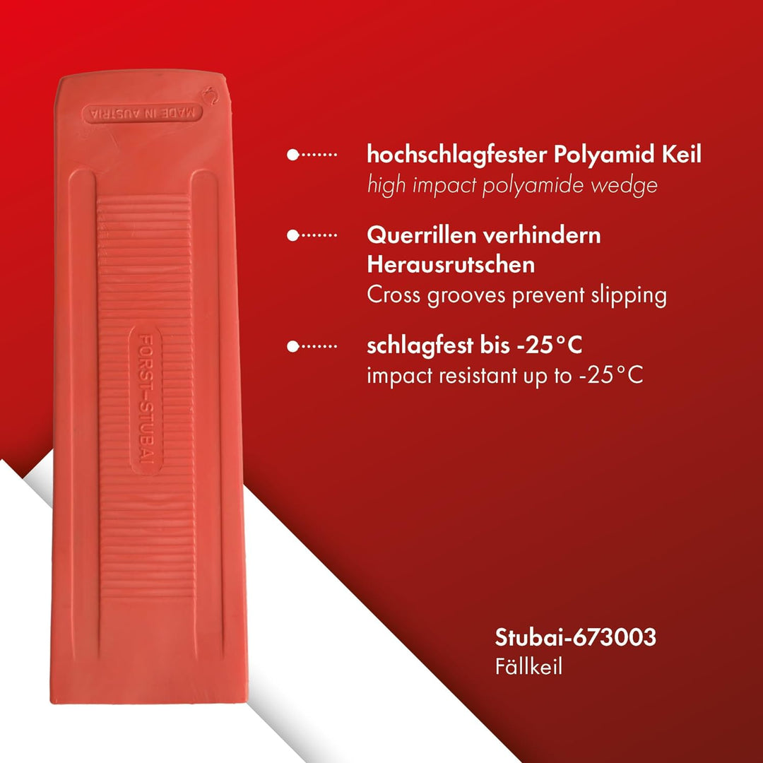 STUBAI Fällkeil 280 mm aus Polyamid | 460 g | Spaltkeil mit Querrillen, Holzspalter, Keil zum Fällen