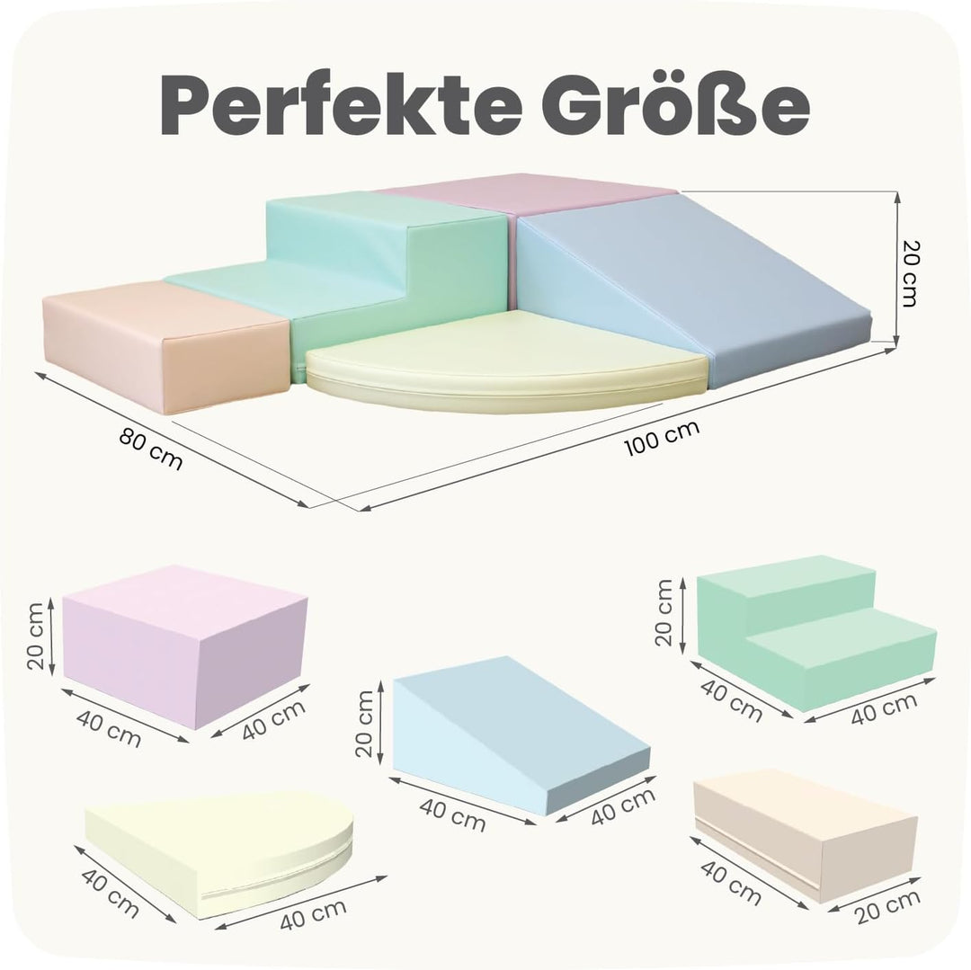 IGLU SOFT PLAY Schaumstoff Bausteine Kinder 5 STK Softbausteine Klettern Riesenbausteine Motorik Gro