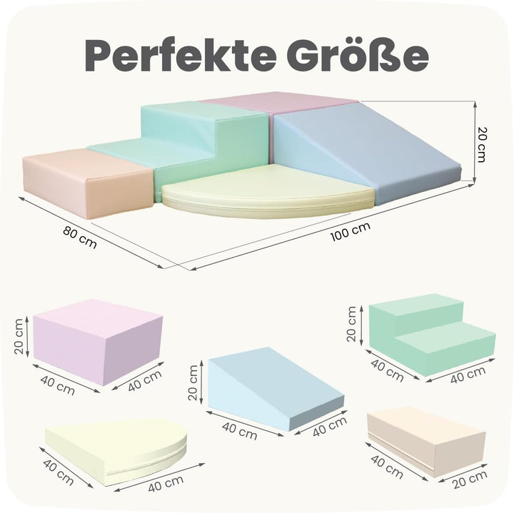 IGLU SOFT PLAY Schaumstoff Bausteine Kinder 5 STK Softbausteine Klettern Riesenbausteine Motorik Gro