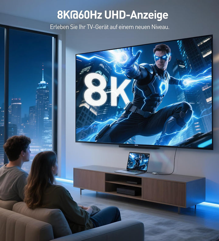 Cable Matters 48Gbps USB-C auf HDMI 2.1 Adapter mit 140W Power Delivery, 140W