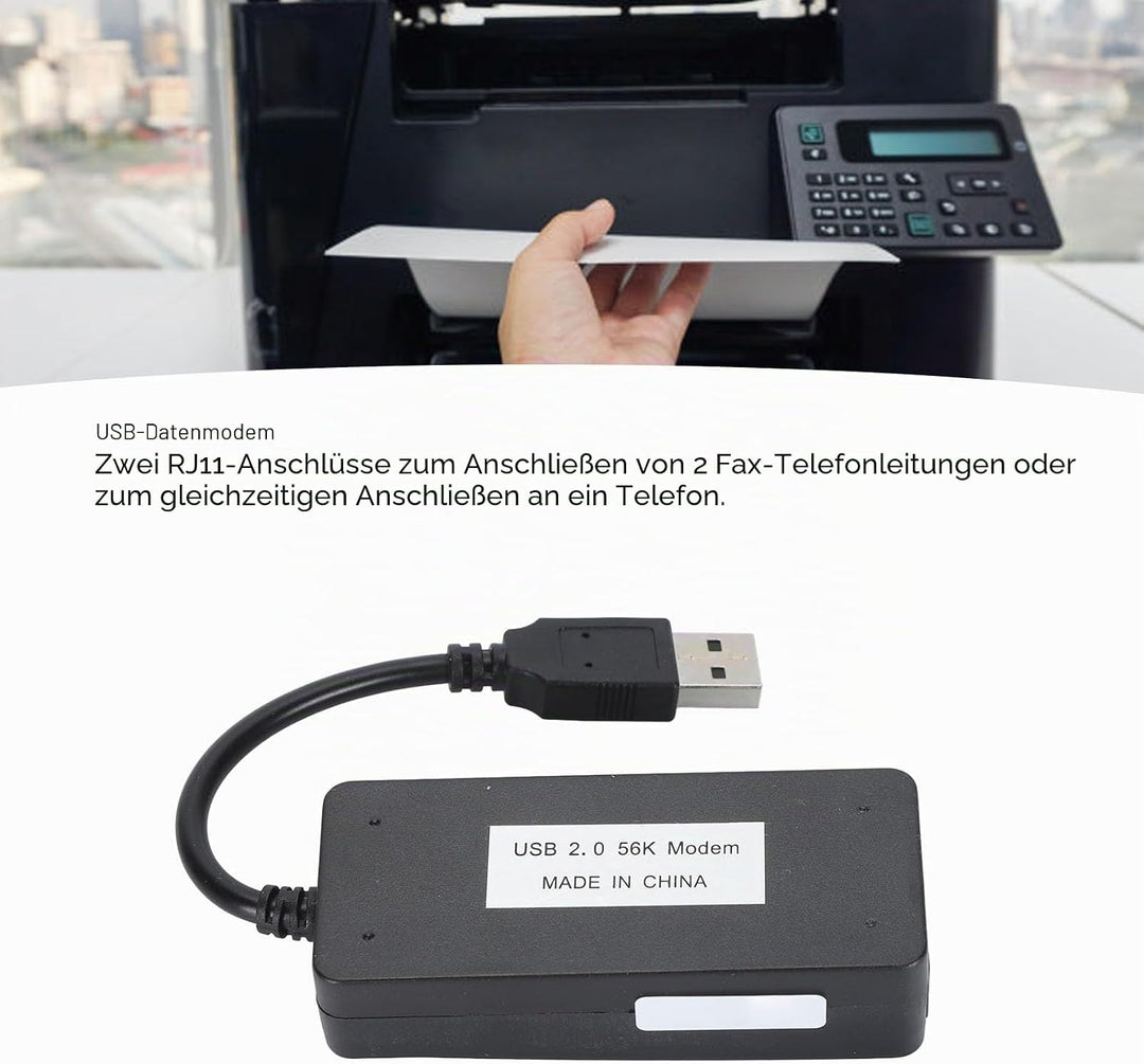 USB 56K Externes Einwahl Fax Datenmodem, Datenfax Spracheinwahl USB Faxmodem, Duale RJ11 Anschlüsse