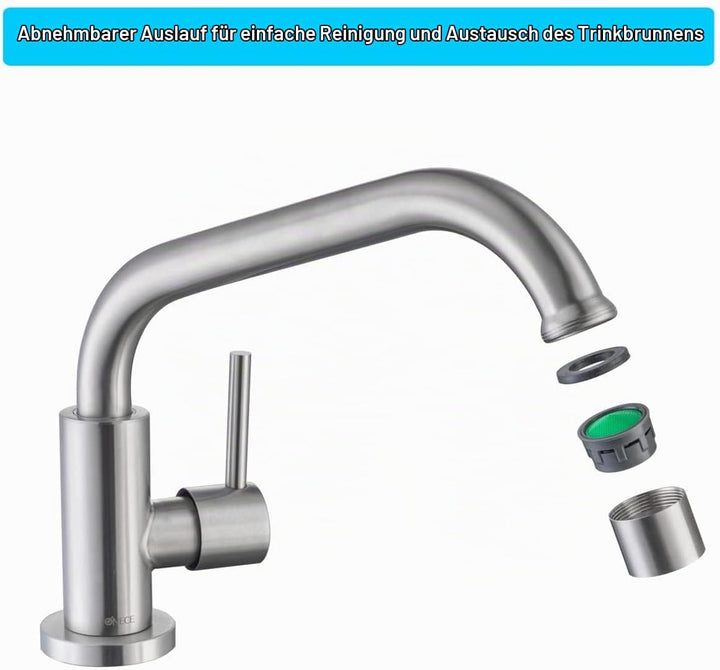 ONECE Küchenarmatur Kaltwasser Wasserhahn Küche Kaltwasserhahn mit 360° schwenkbar, Kaltwasserarmatu