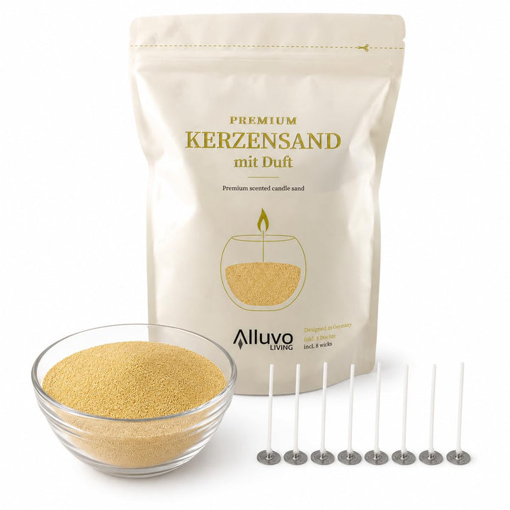 Kerzensand Vanille 450 g mit 8 Dochten pflanzenbasiert, Vanille