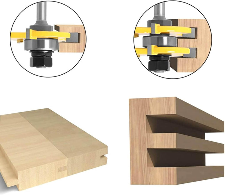 45 Grad Lock Mitre Router Bit, APLUS Holzfräser, Nutfräser + 8 mm Schaft Zungenschaft und Nutfräse S