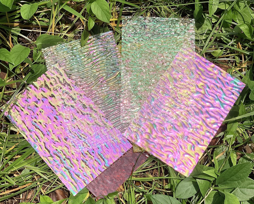 Lanyani 12 Blatt schillernde Buntglasplatten, Kathedralenkunst-Glas-Packungen für Mosaikarbeiten, so