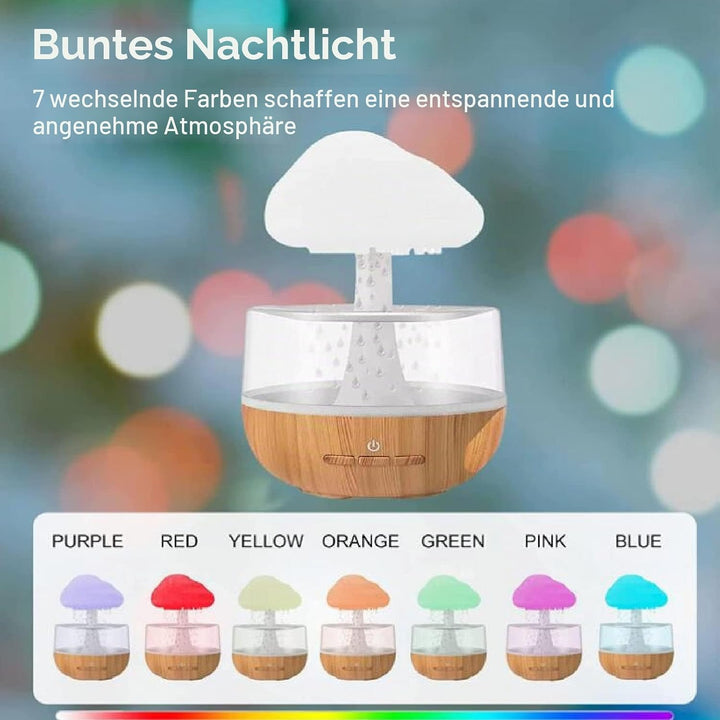 Regenwolken Luftbefeuchter, Rain Cloud Humidifier Diffuser Luftbefeuchter Pilz Wasser Lampe Raumbefe
