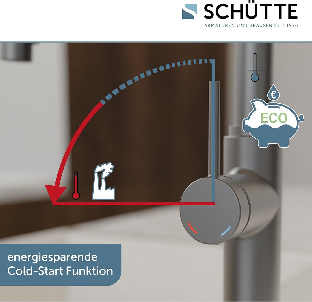 SCHÜTTE 79562 Blackpool Küchenarmatur mit ausziehbarer Geschirrbrause, 360 Grad Wasserhahn für die K