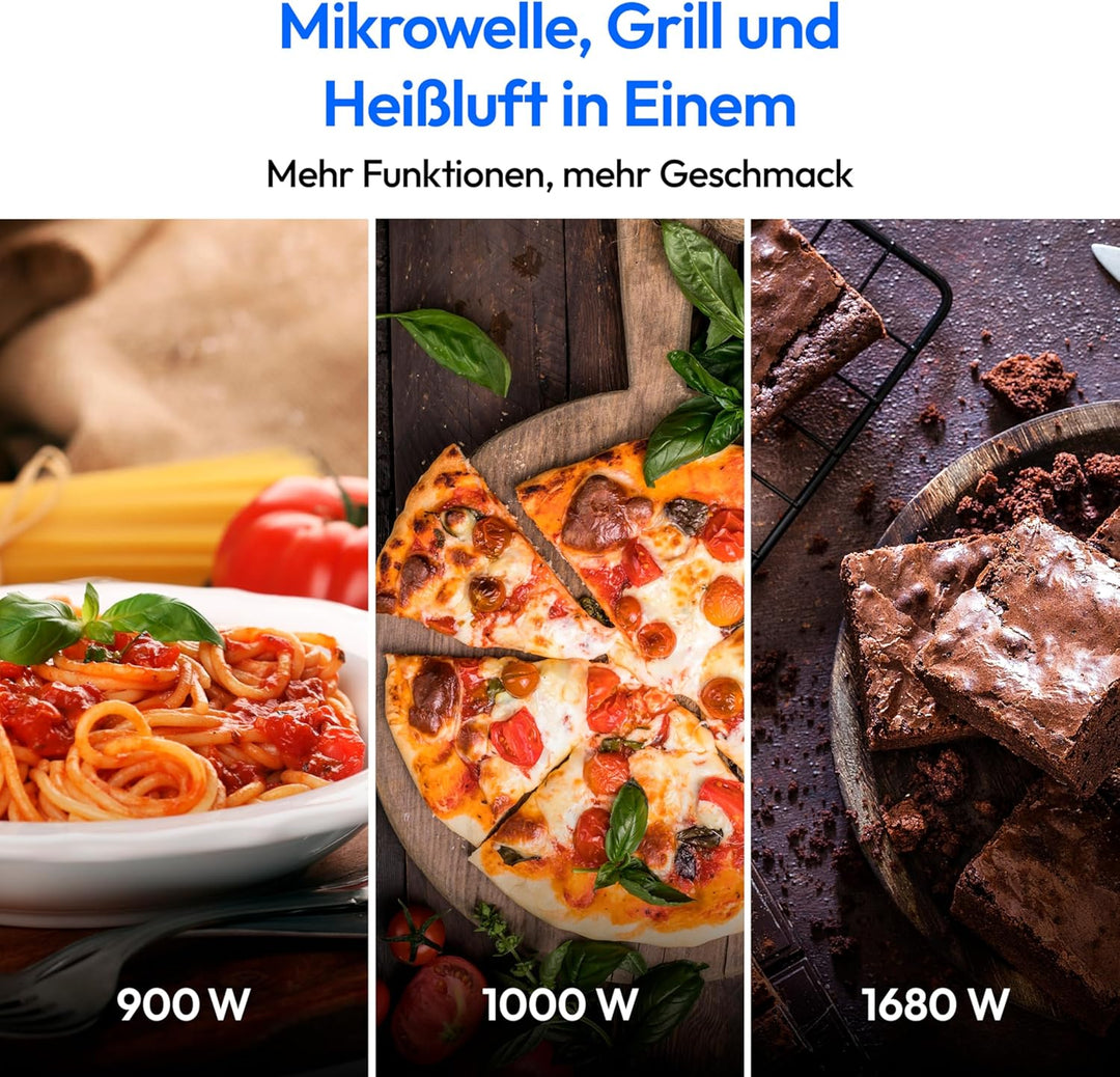 MEDION 3 in 1 Mikrowelle mit Grill und Heissluft Funktion (23 Liter, 900 Watt, 1.000 Watt Grill, 1.6