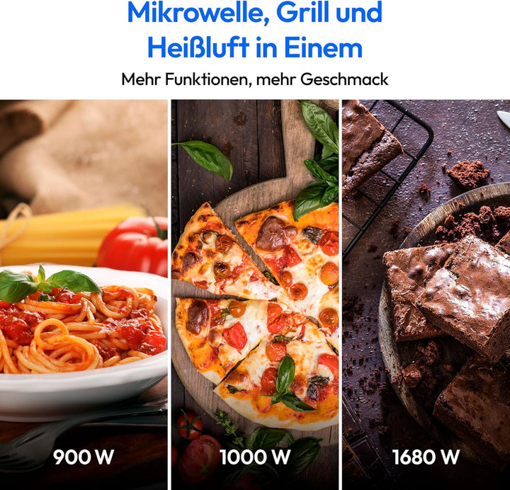 MEDION 3 in 1 Mikrowelle mit Grill und Heissluft Funktion (23 Liter, 900 Watt, 1.000 Watt Grill, 1.6